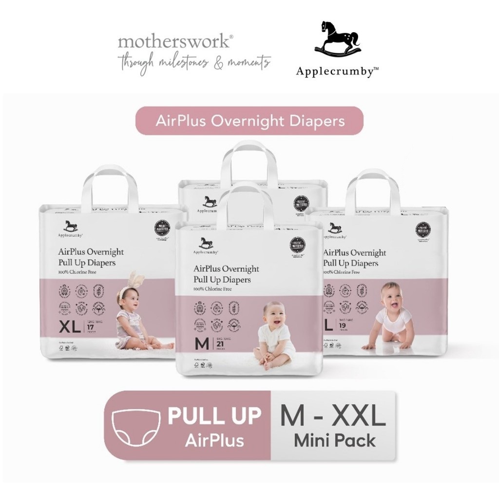 Applecrumby® AirPlus Overnight Mini Diapers | Pull-Up & Tape | Sizes ...