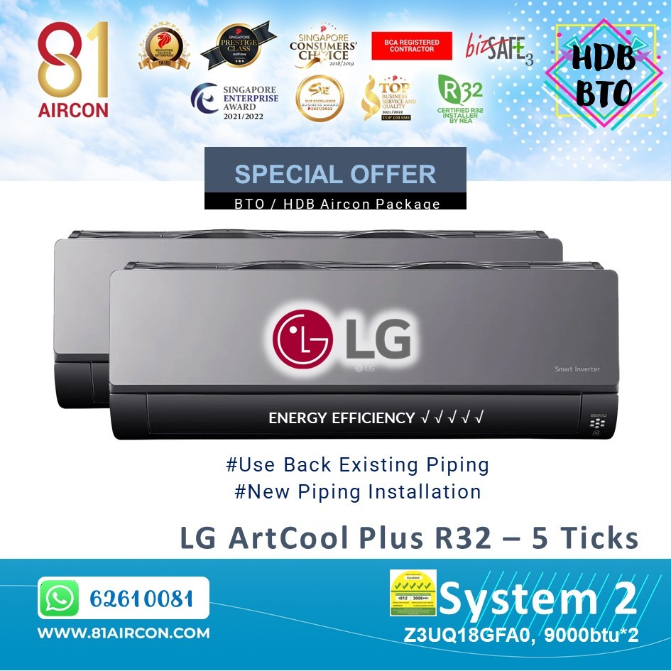 81Aircon【LG】R32 ARTCOOL Plus Series - System 2 ( 5 Ticks ) Wifi Built ...