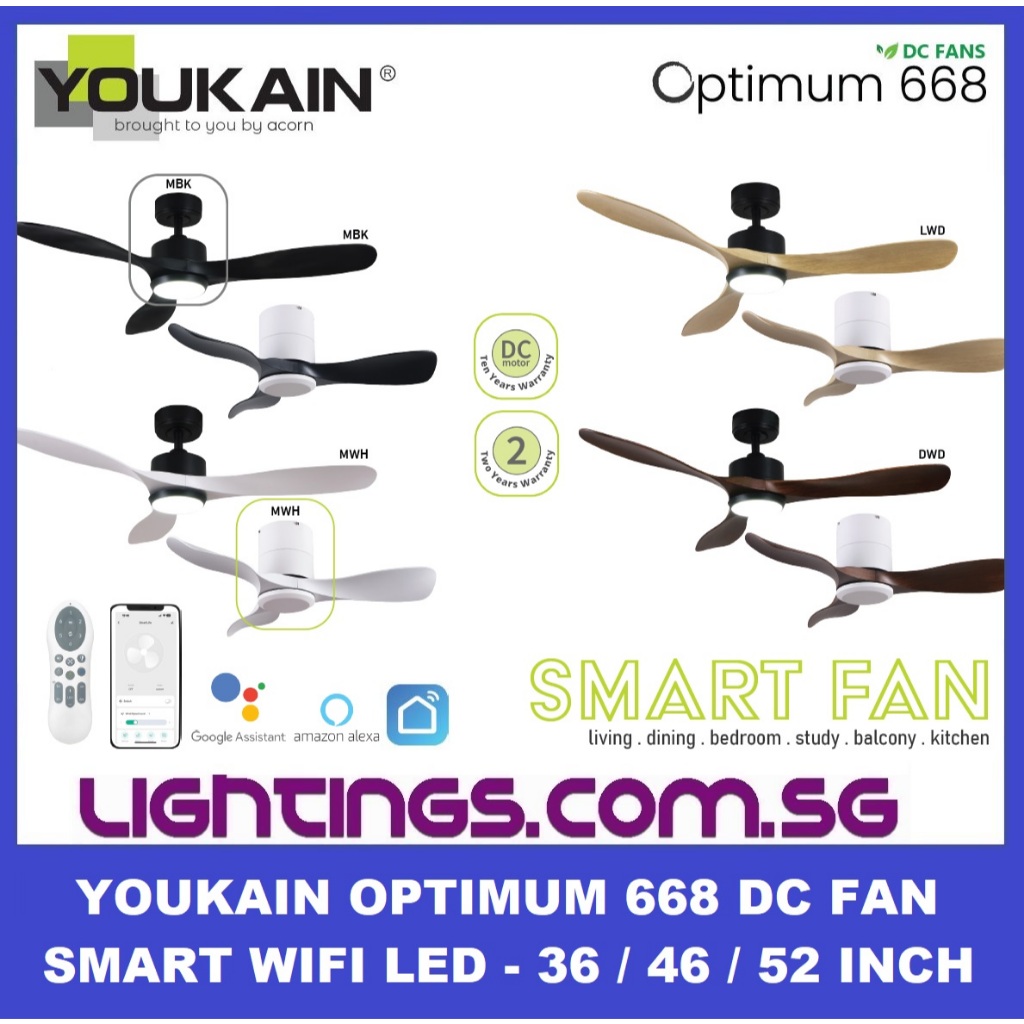 YOUKAIN Optimum 668 ROD Smart Wifi DC Fan LED 36 inch / 46 inch / 52 ...