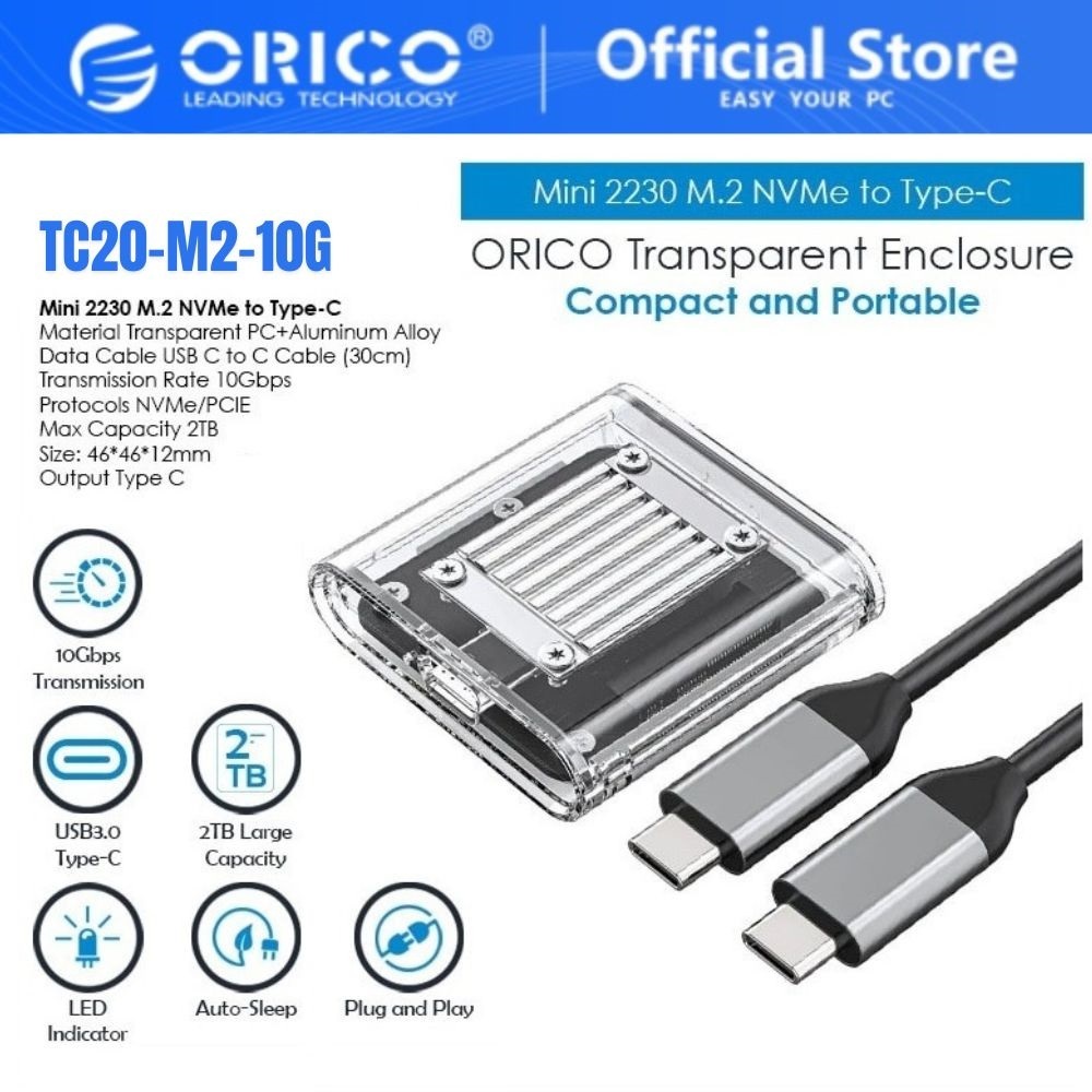 ORICO 2230 M.2 NVMe 10GBPS Speed SSD Enclosure Support 2TB (TC20-M2-10G) |  Shopee Singapore