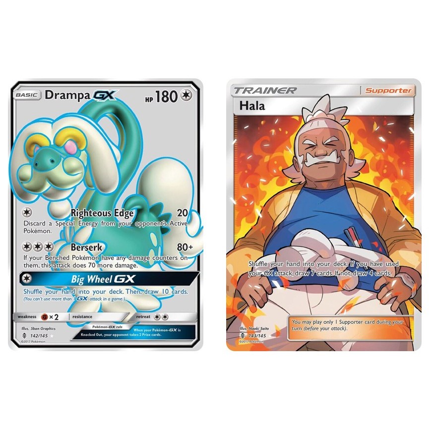 English Pokemon Drampa GX - 142/145 /Hala - 143/145 - Full Art Ultra Rare  Sun & Moon: Guardians Rising Singles | Shopee Singapore