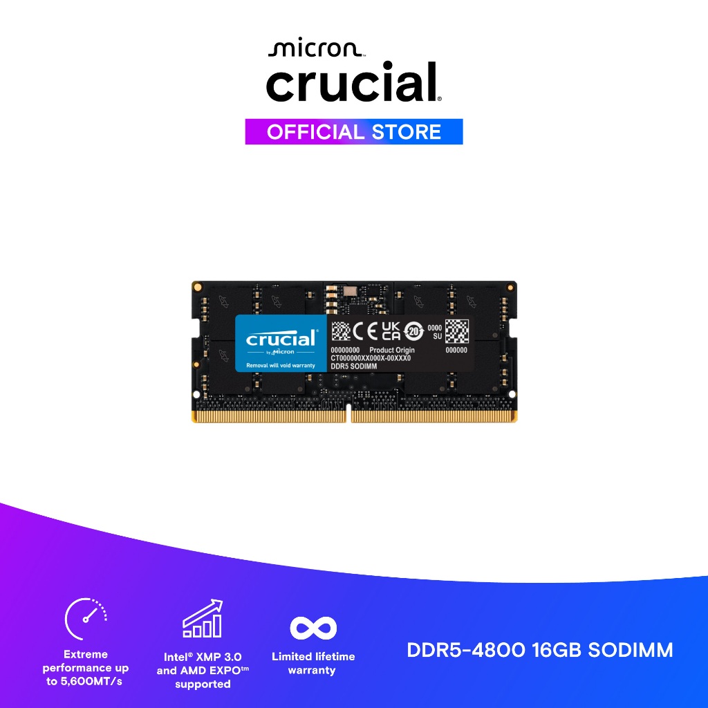Crucial 16GB DDR5-4800 SODIMM - CT16G48C40S5 | Shopee Singapore