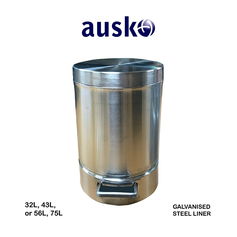 AUSKO FP01 Stainless Steel Bin, Galvanised Inner Liner, Multiple Size ...