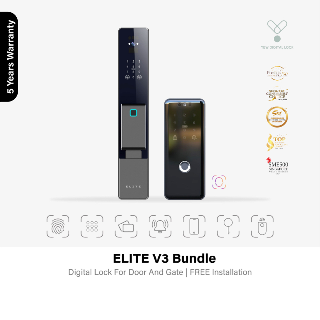 FREE Installation | Elite U-2 Gate Facial & Dual Fingerprint Gate Lock ...