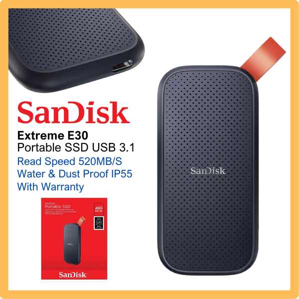 SanDisk E30 SSD Solid State Drive USB 3.2 Data Storage Fast Transfer ...