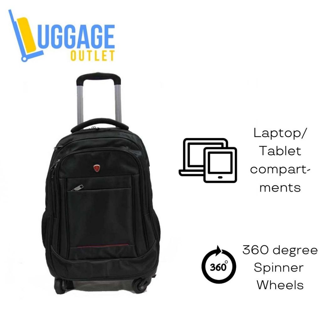 Weaving Laptop Trolley Backpack with Spinner Wheels and External USB Port Shopee Singapore