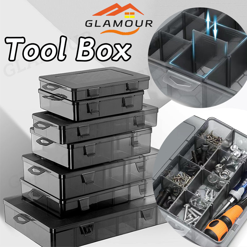 [SG] 18-24 Grids Tool Box Storage Box Organiser Box Plastic Compartment ...