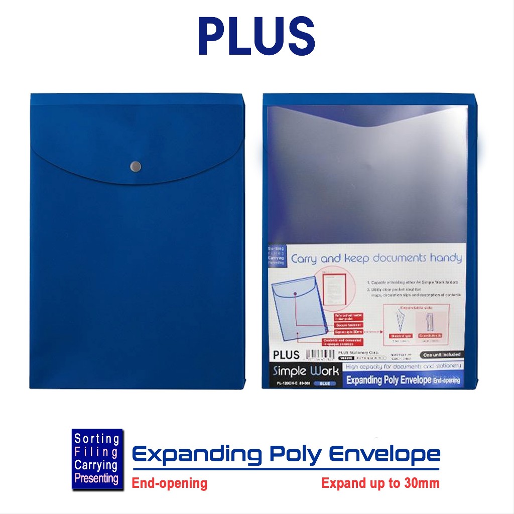 PLUS Simple Work Expandable Button Pocket File / Poly Envelop A4 FL ...