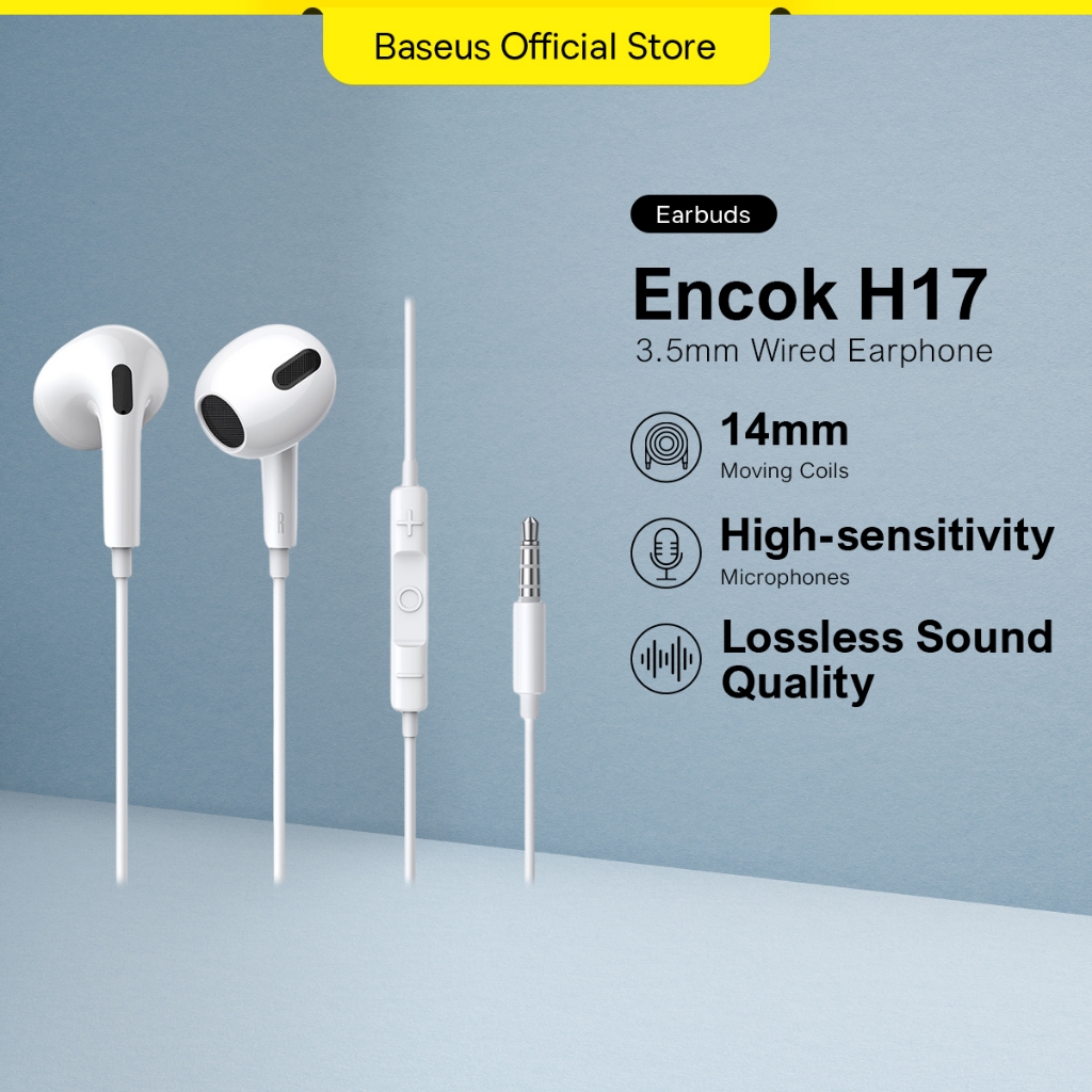 Baseus h17 Earphones 3.5mm In Ear 1.1m Wired Headphones Wired Control Sport Headset With Microphone Shopee Singapore