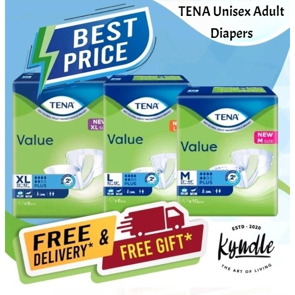 Tena Value Adult Unisex Diapers Size Mlxl Tapepants Shopee Singapore