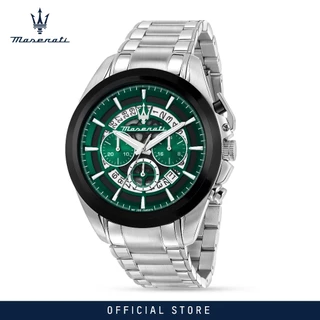 Maserati Traguardo Chronograph Green Dial Silver Steel Strap Watch For Men - R8873612060