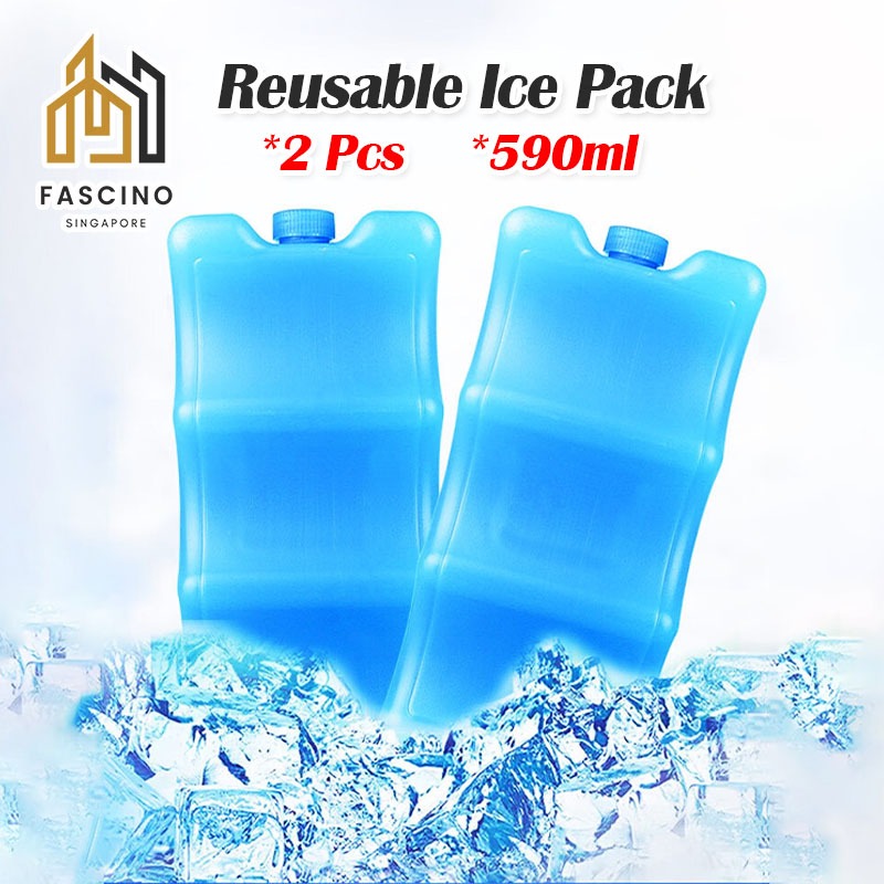 【SG】2PCS 590ml Gel Freezer Ice Blocks Reusable Cool Cooler Pack Bag ...