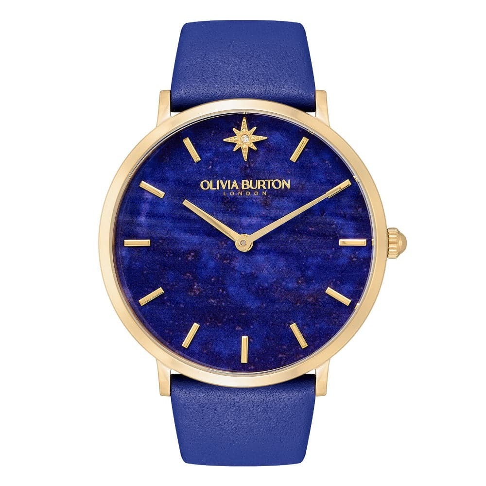 Olivia Burton Celestial Blue Leather Strap Women Watch 24000068 Shopee Singapore