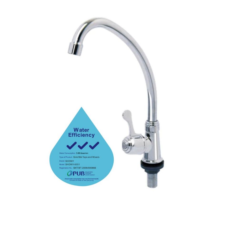 SHOWY-6051 QUARTER TURN SINGLE LEVER LONG SPOUT SINK TAP | Shopee Singapore