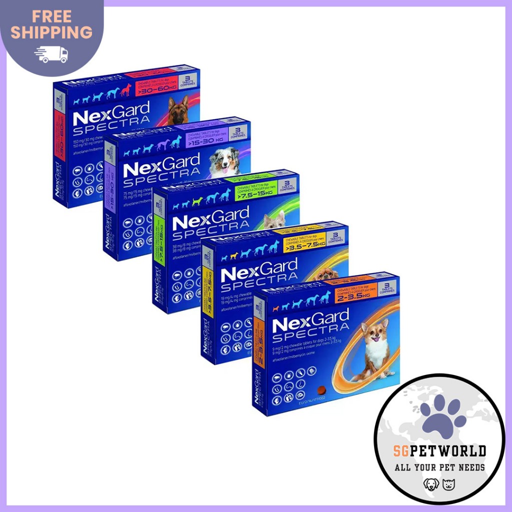 (Licensed) Nexgard Spectra for Dogs Flea & Tick Treatment ALL Size Variation Shopee Singapore