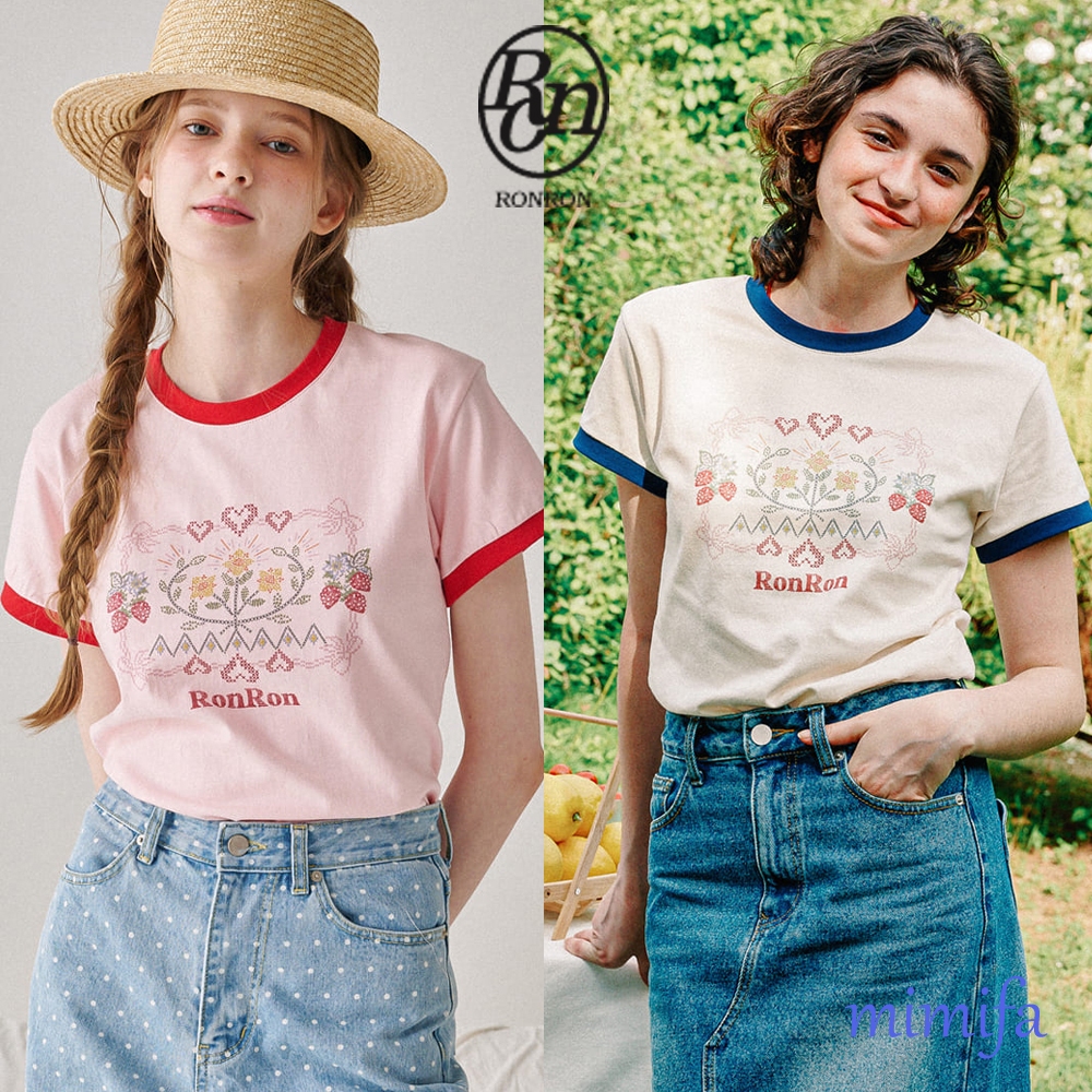 ★RONRON ★CROSS STITCH RASPBERRY RINGER T SHIRT RONRON】CROSS STITCH RASPBERRY RINGER T SHIRT 2色☆送料込