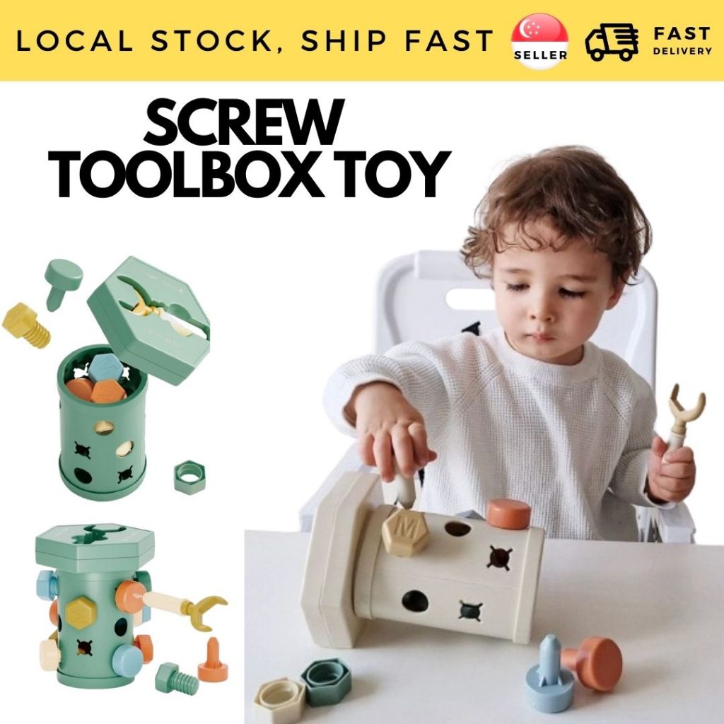 🇸🇬 Local Stock 🇸🇬 Kids Magnetic Bolt & Nut Screw Shape Sorter Toolbox ...