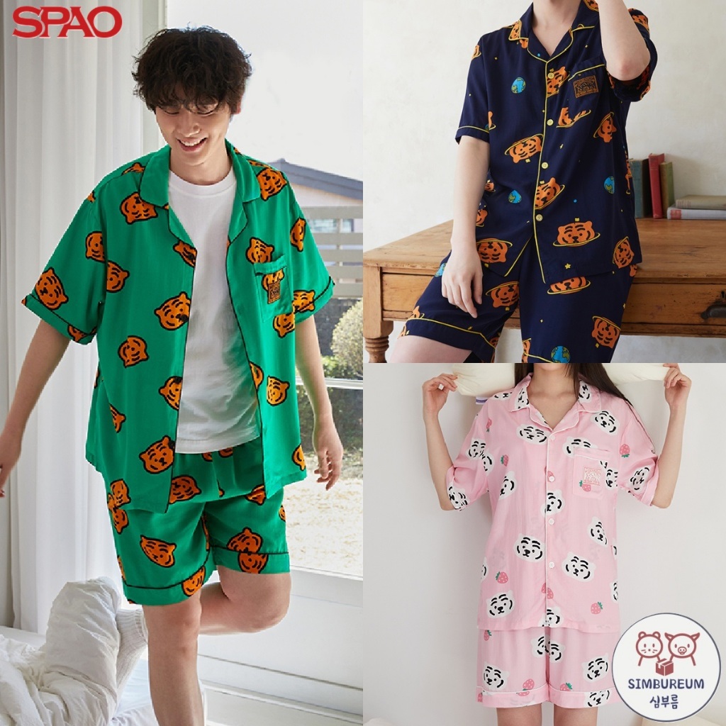 SPAO Korea Unisex Fat Tiger Muzik Tiger Short Sleeves Pajama Set 3 Colors Shopee Singapore