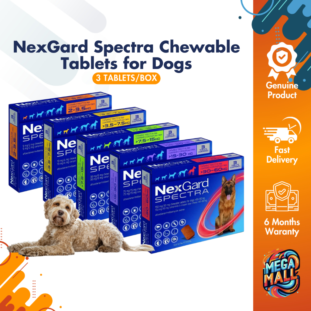 NexGard Spectra Chewable Tablets for Dogs 3 Tablets/Box All Breed Sizes ...