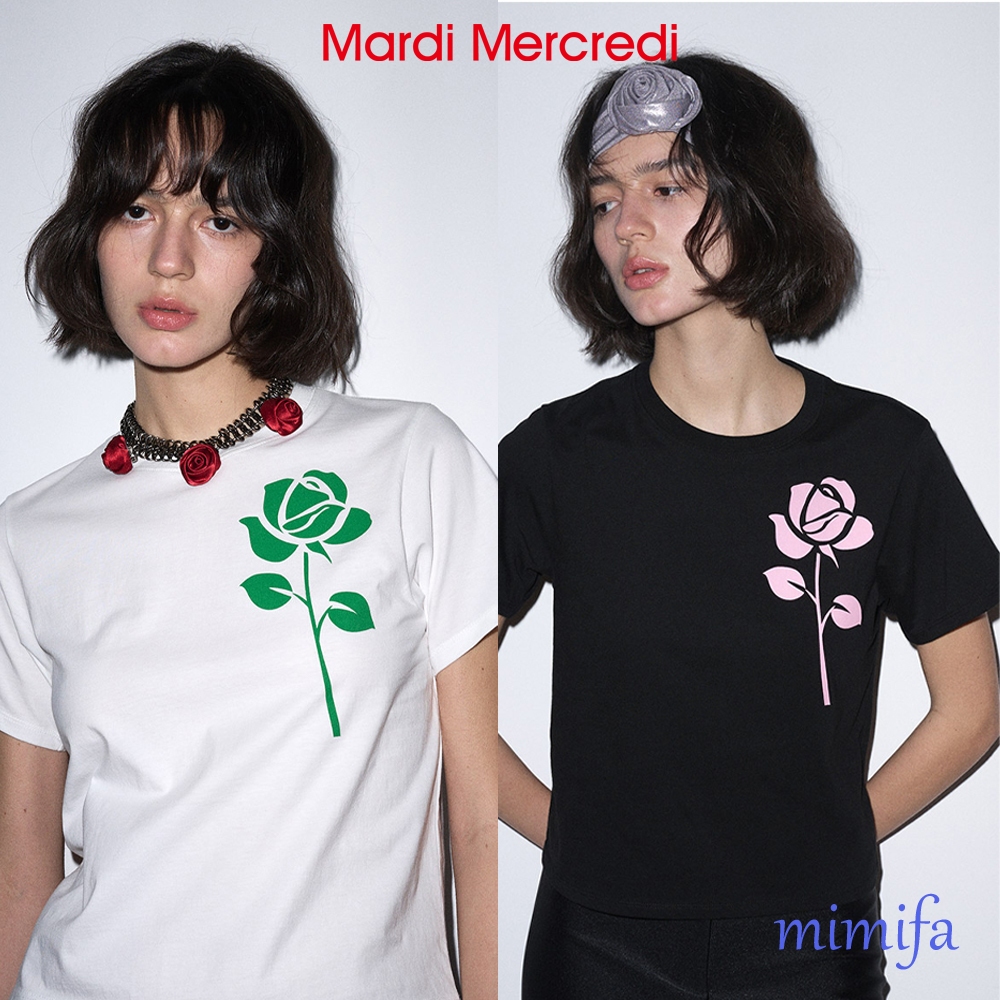 ★MARDI MERCREDI★SLIM TSHIRT UNE ROSE★ MARDI MERCREDI SLIM TSHIRT UNE ROSE TEE TSHIRTS | Shopee