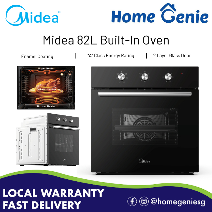 Midea 82L Built-In Convectional Oven (MBI-65M40-SG) - 2 Layer Glass ...