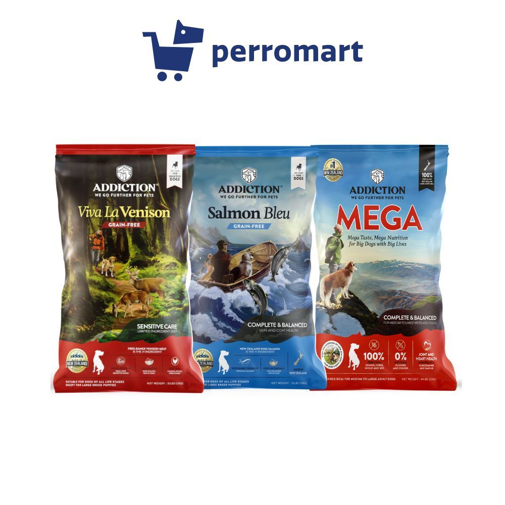 Curated visual reference: Venison Snack For Large Breed Dogs Reference: Addiction 15Kg 20Kg Dry Dog Food Viva La Venison Salmon