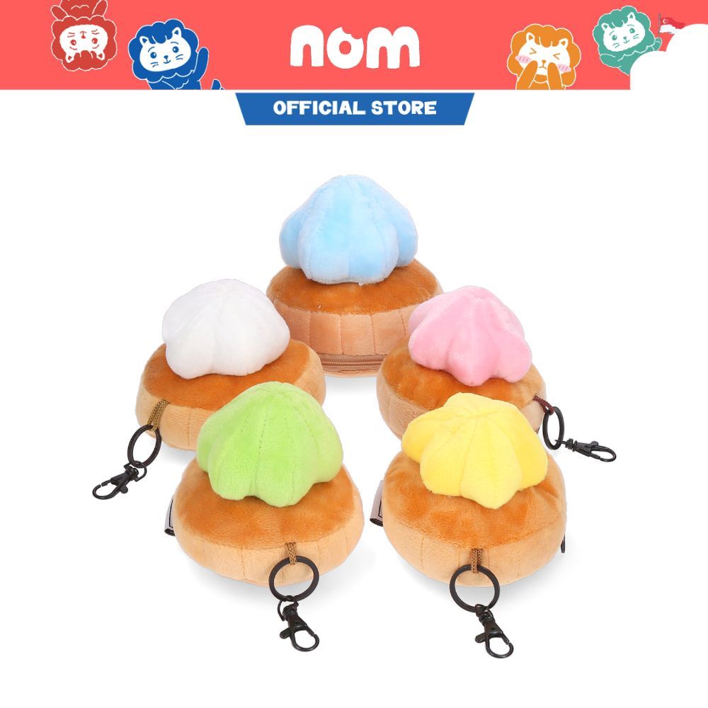 Nom Singapore Food Plush Keychain & Pouch - Cute 10x10cm Kawaii Character Keyring Accessory