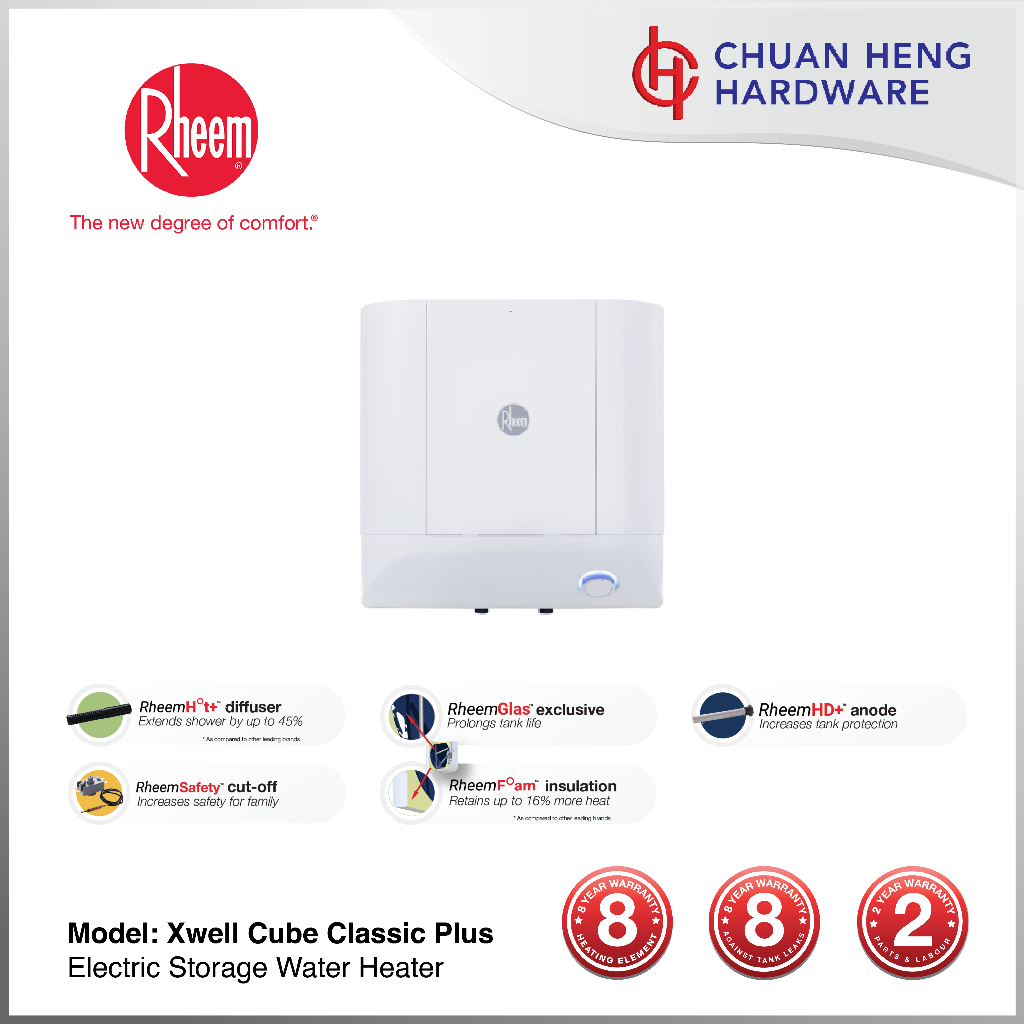 Rheem Xwell Cube Classic Plus Electric Storage Water Heater | Shopee ...