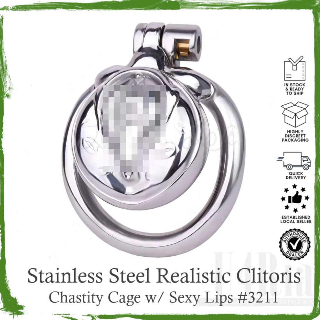Stainless Steel Realistic Clitoris Chastity Cage with Sexy Lips #3211 ...