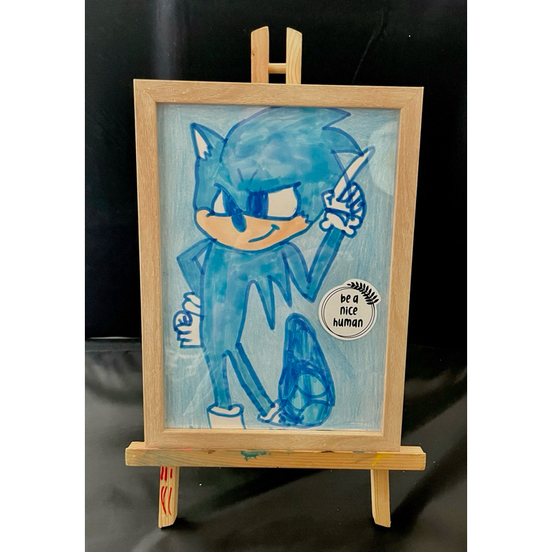 Sonic Hand Drawing B5 Size (Included Frame & Positive Sticker) | Shopee ...