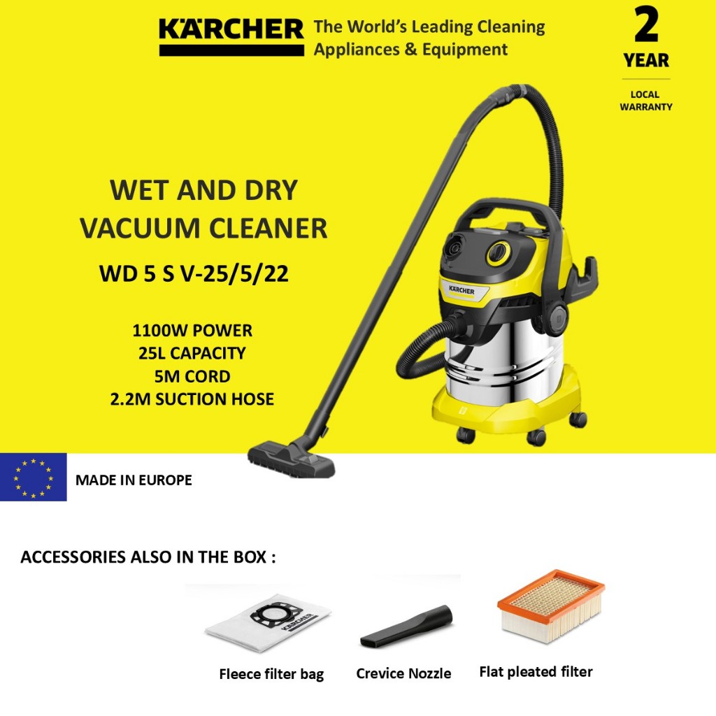 KARCHER Wet and Dry Vacuum Cleaner WD 5 S V-25/5/22 with energy ...