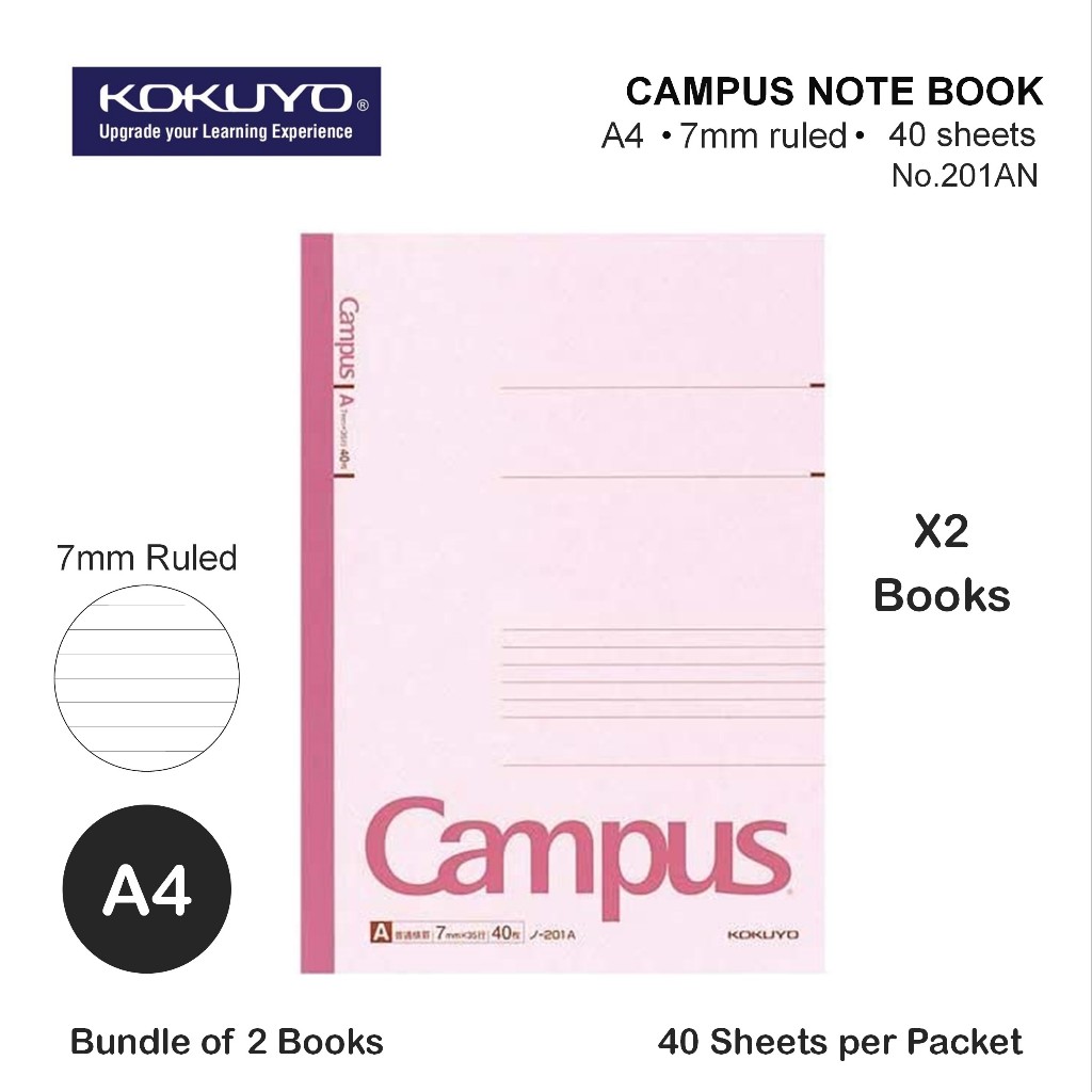 Kokuyo Campus Notebook Ruled Line 7mm A4 No.201AN / A5 No.104AN / B5 No ...