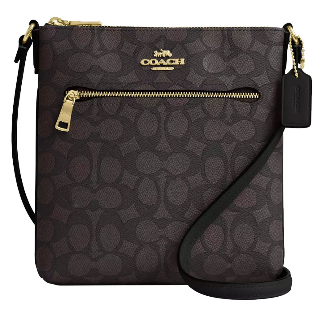 Coach Mini Rowan File Bag In Signature Canvas in Walnut/ Black CW325 ...