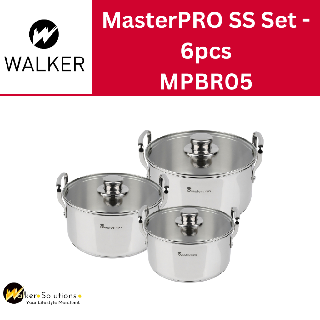 MasterPro Smart 6-Piece Stainless Steel Cookware Set with Glass Lids ...