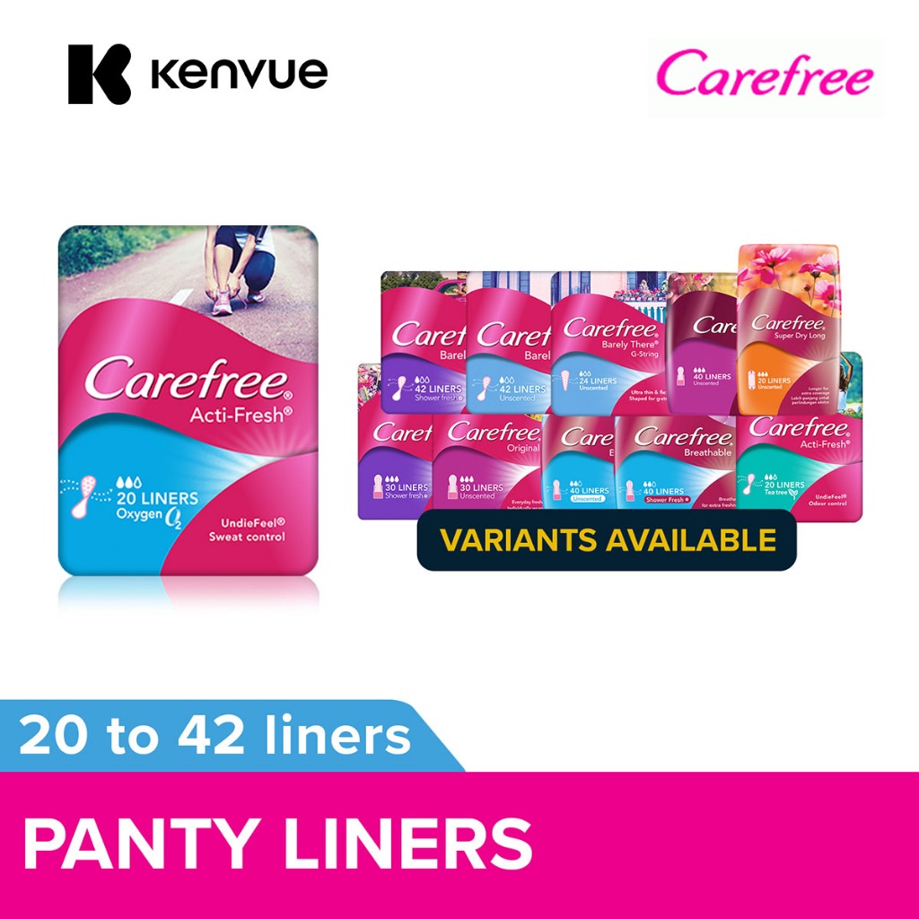 Carefree Panty Liners (Barely There, Breathable Unscented & Shower Fresh,  Original, Super Dry, Acti-Fresh Tea Tree) | Shopee Singapore