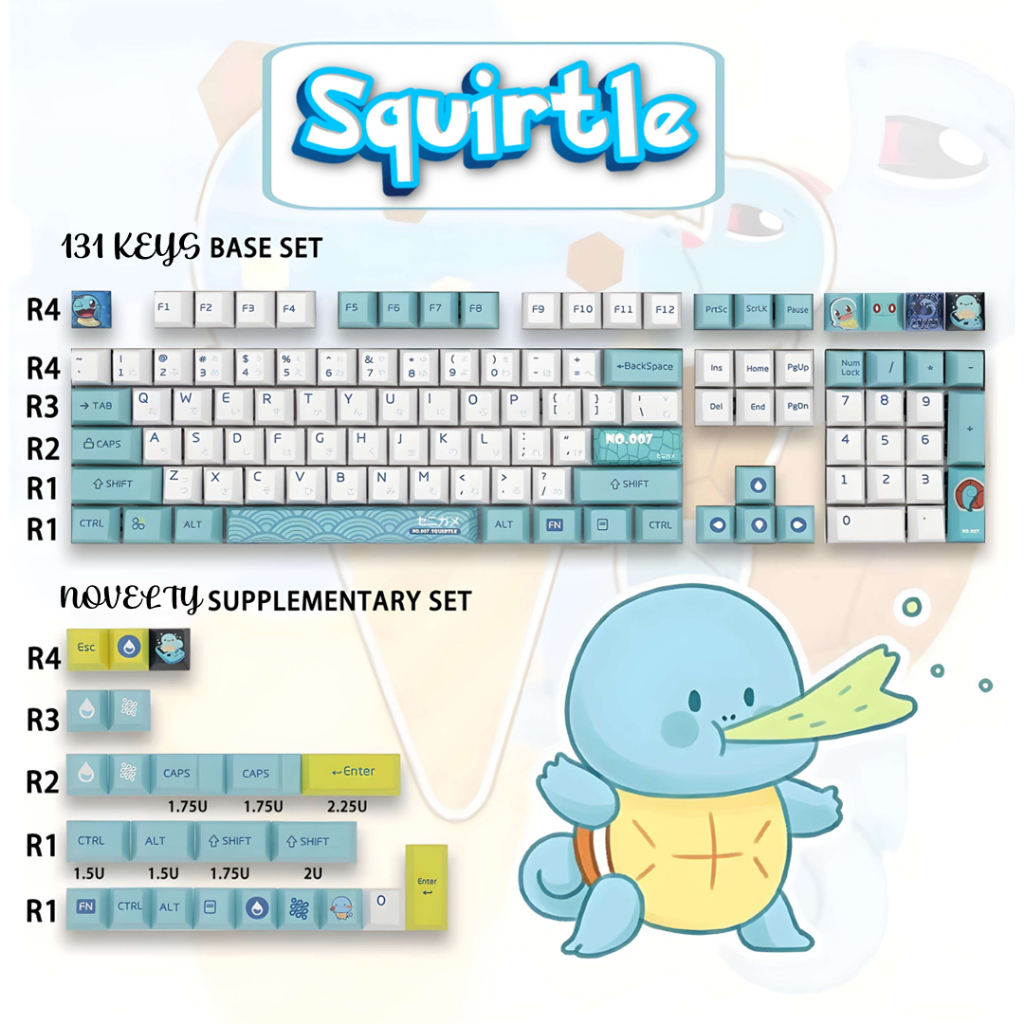 [SG] Pokemon Cute Pikachu Charmander Squirtle Bulbasaur Dye Sub PBT ...