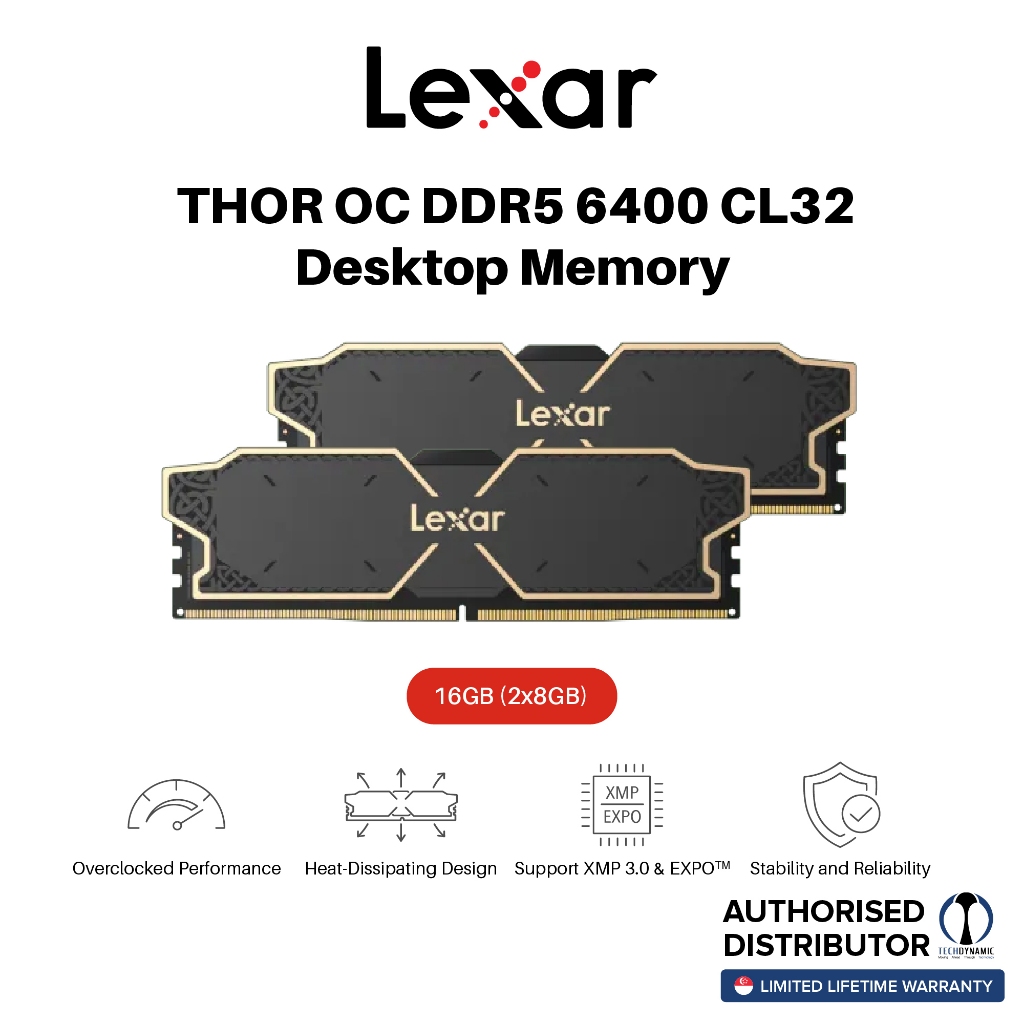 LEXAR Thor Non ARGB, RGB 2x16GB DDR5 6000 CL38 Black white