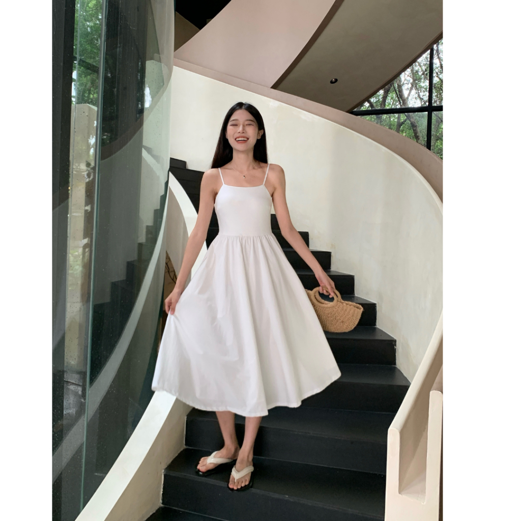 White strappy midi dress sales