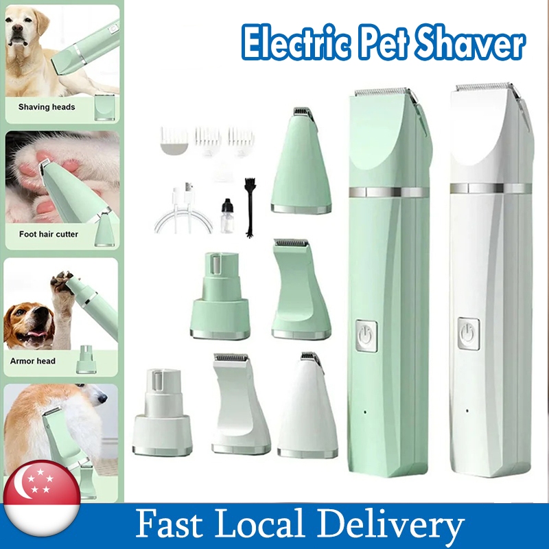 😻🔥4-in-1 Pet Hair Remover Electric Silent Cat Dog Shaver Pet Foot Hair ...