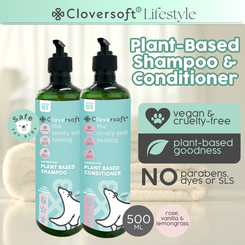 [Cloversoft Official] Plant Based Shampoo Conditioner (500ml) | Shopee ...