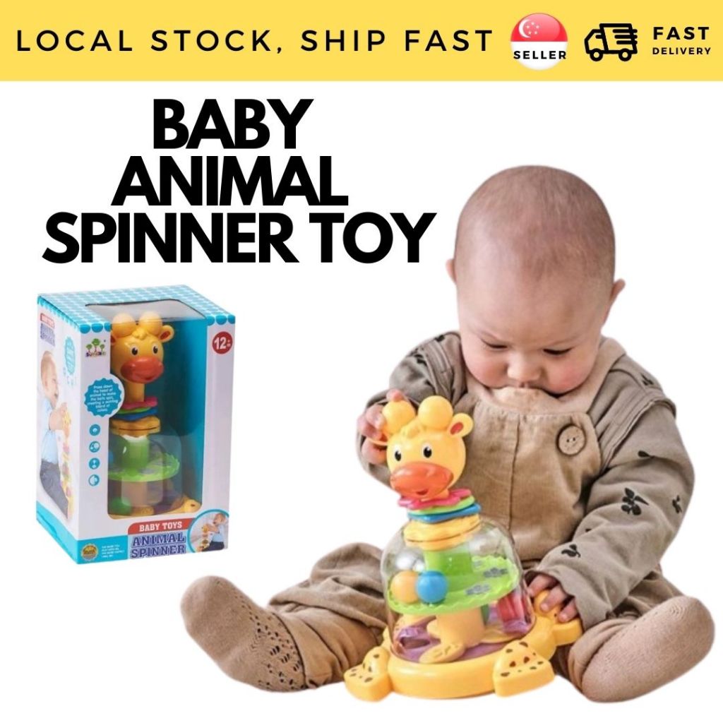 🇸🇬 Local Stock 🇸🇬 Baby Push & Spin Animal Giraffe Spinner Sensory Toy ...