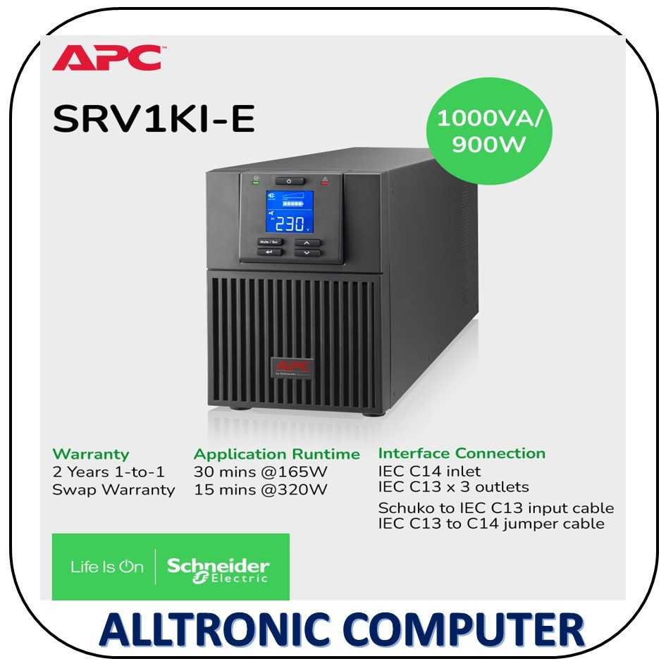 Get FREE Adaptor] APC SRV1KI-E Easy UPS On-Line SRV 1000VA 900W 230V ...