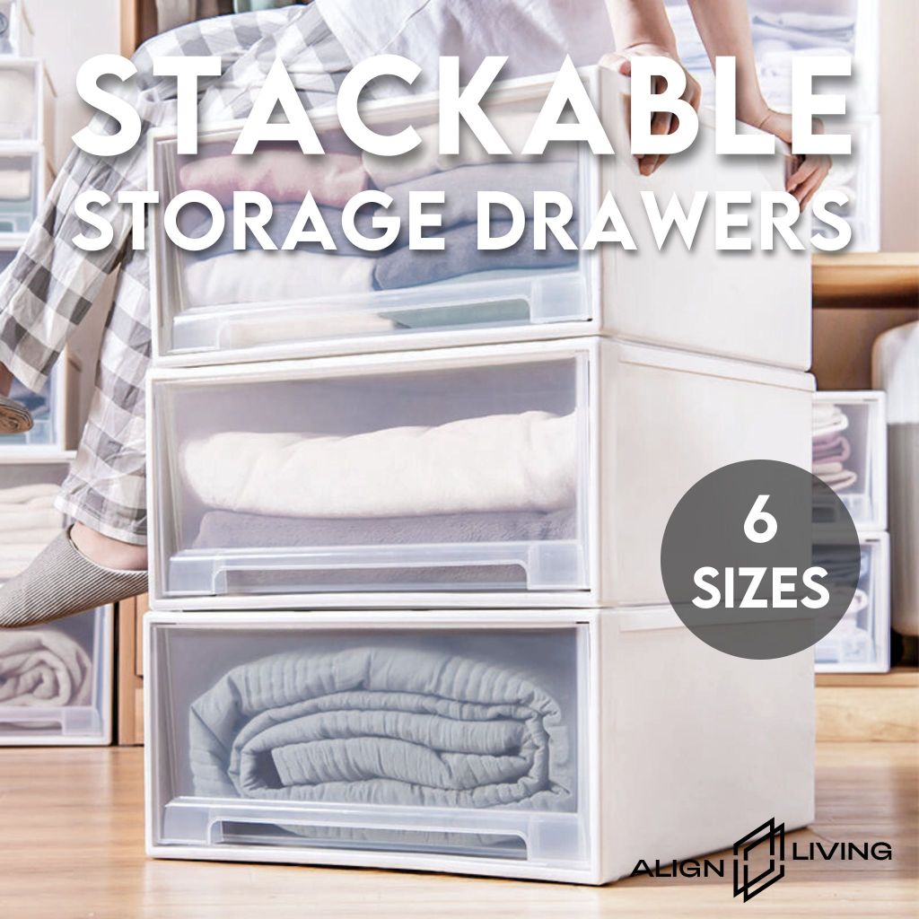 [SG STOCK] Align Living Stackable Storage Drawers | Shopee Singapore