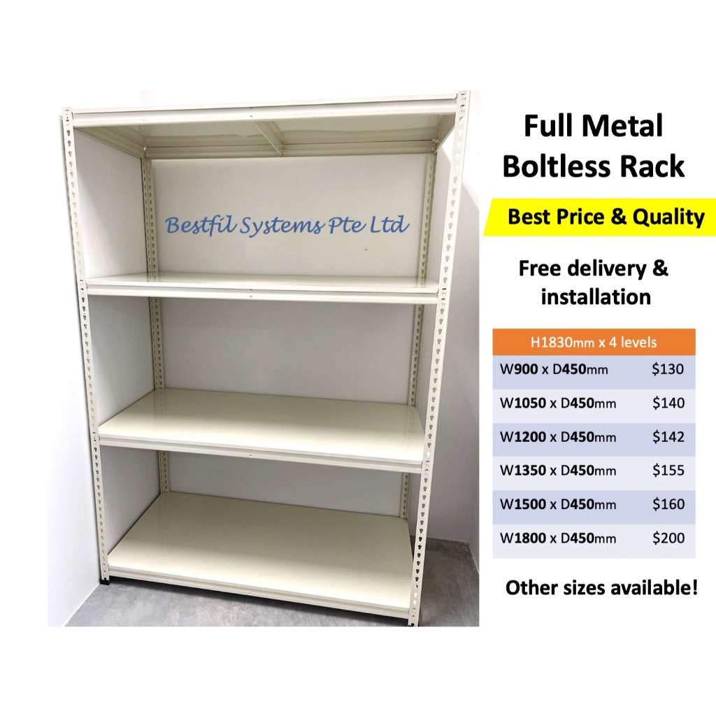 Boltless Storage Rack with Full Metal Shelves for HDB Bomb Shelters