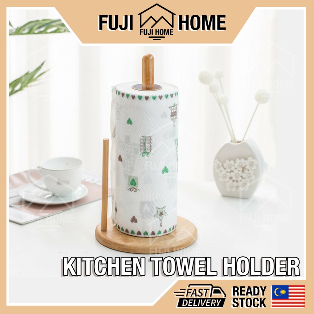 Wooden Kitchen Tissue Holder Portable Roll Paper Towel Holder Kitchen ...