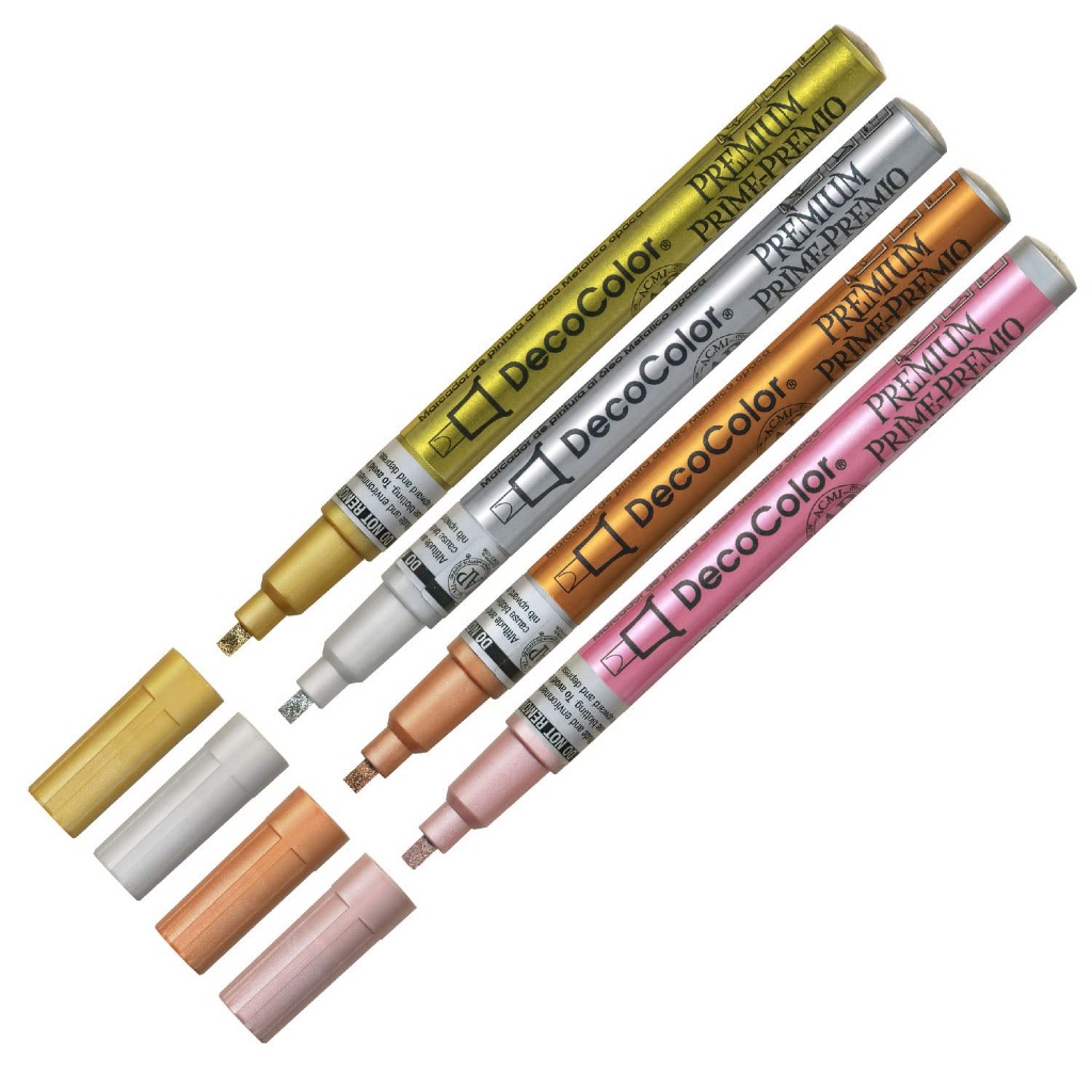 MARVY Oil-Based Pigment Marker DecoColor Premium 4-Color Set ...