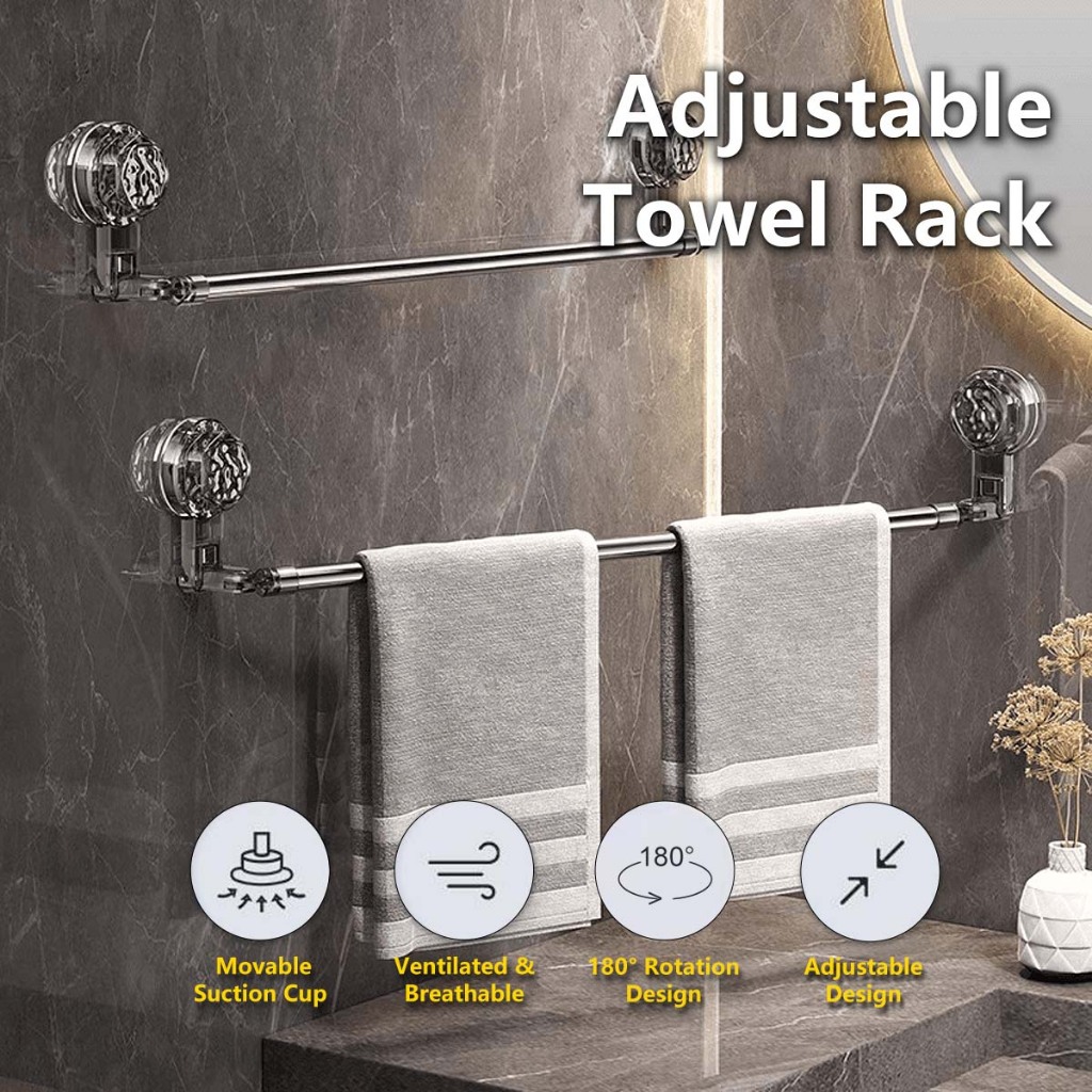 SG Ready Stocks JOMO Adjustable Towel Rack 180° Rotating, Adjustable ...