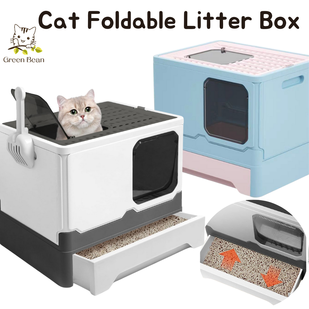 Cat Litter Box Foldable Litter Box Square Cube Litter Box With Drawer For Cats Kitten Shopee Singapore