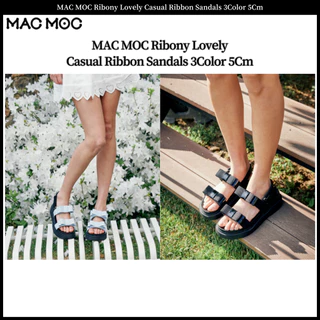サンダル・ミュール ^MACMOC^ 3Color Lovely Casual Ribbon Sandals 5Cm Ribony Ribony 3Color Lovely Casual Ribbon Sandals 5Cm :: WALALAND