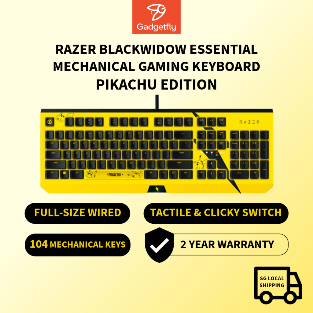 Razer BlackWidow Essential Pokemon Pikachu Edition Mechanical Gaming ...